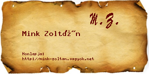 Mink Zoltán névjegykártya